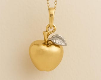 Personalised Yellow Gold Plated Sterling Silver Apple For The Teacher Necklace