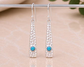 Sterling Silver Blue Opal Drop Earrings