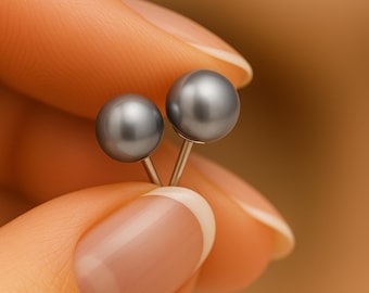 Sterling Silver Grey Freshwater Pearl Stud Earrings