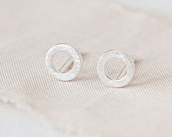 Sterling Silver Karma Circle Stud Earrings