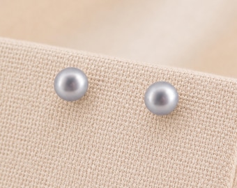 5mm Sterling Silver Grey Pearl Stud Earrings