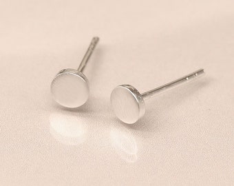 Tiny Sterling Silver Disc Stud Earrings