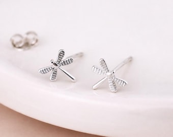 Sterling Silver Dragonfly Stud Earrings – 8mm