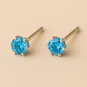 Micro Sterling Silber Aquamarin Ohrstecker
