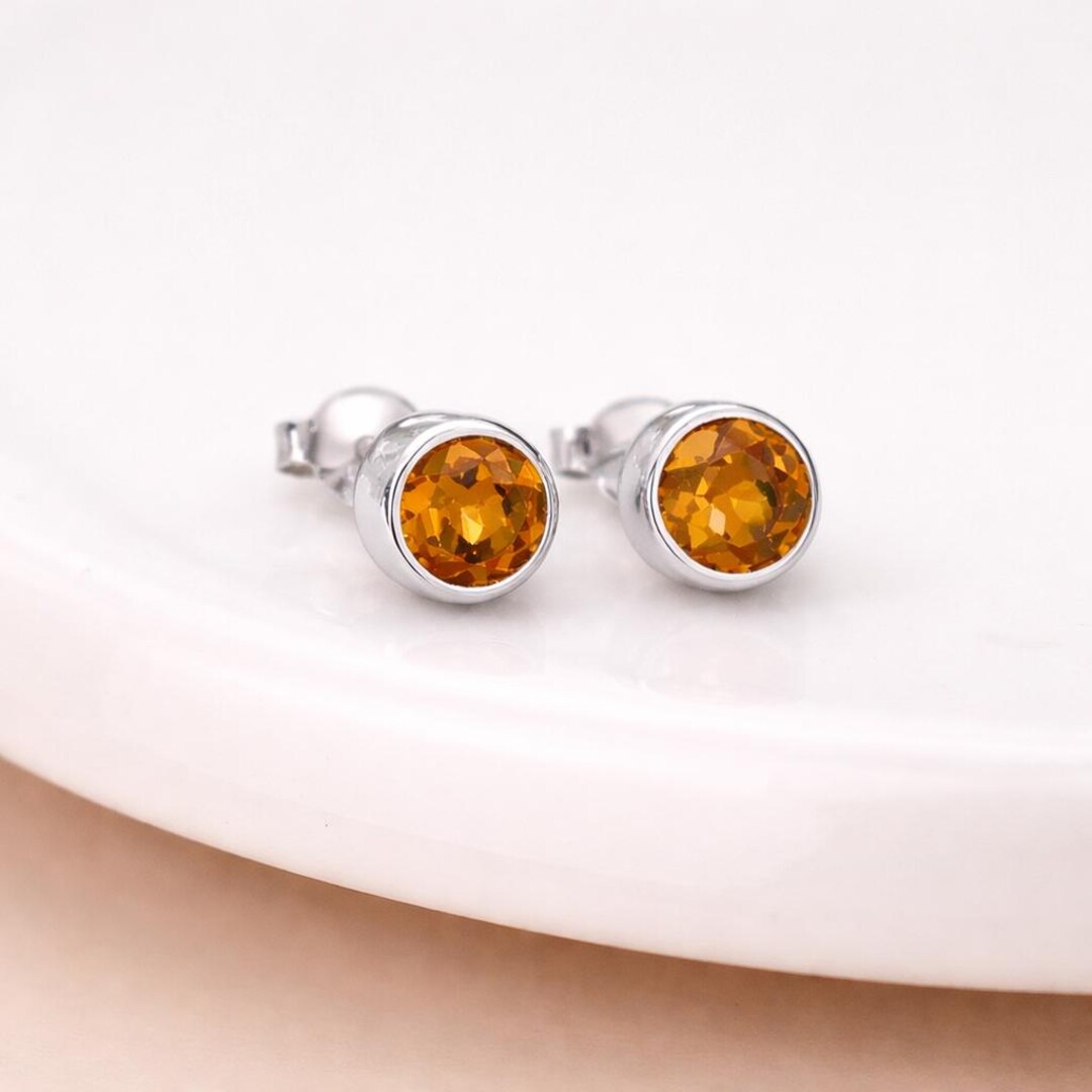 Orecchini a perno con citrino in argento Sterling 925, gioielli