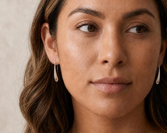 Sterling Silver Plated Molten Teardrop Earrings
