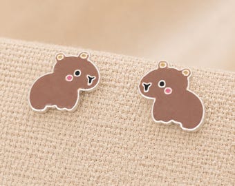 Sterling Silver Capybara Stud Earrings