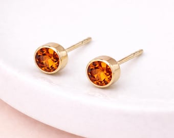 Gold Plated Sterling Silver November Birthstone Stud Earrings – 7mm