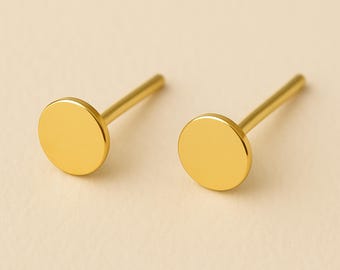 Mini Gold Plated Sterling Silver Disc Stud Earrings