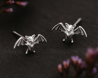 Sterling Silver Bat Stud Earrings