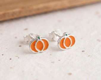Personalised Pumpkin Stud Earrings in Sterling Silver