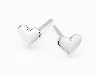 Sterling Silver Heart Micro Stud Earrings – 4mm