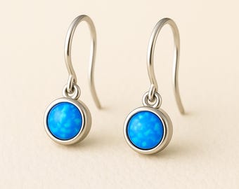 Sterling Silver Blue Opal Drop Earrings
