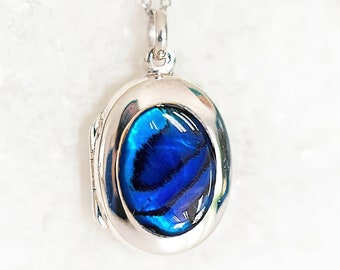 Personalised Sterling Silver Blue Paua Shell Locket