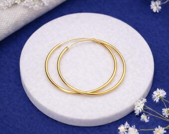 Large Solid 9ct Gold Hoop Earrings – 37mm