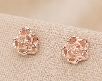 Rose Gold Plated Sterling Silver Flower Stud Earrings