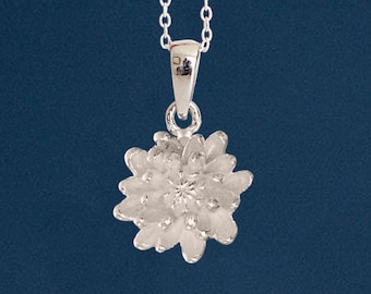 Tiny Sterling Silver Chrysanthemum Necklace