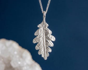 Personalised Oak Leaf Pendant Necklace in Sterling Silver