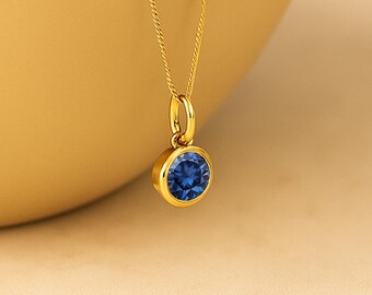 Personalised Gold Plated Sterling Silver September Sapphire Birthstone Necklace