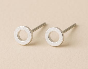 Sterling Silver Karma Circle Stud Earrings
