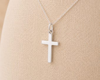 Personalised Tiny Sterling Silver Cross Pendant Necklace