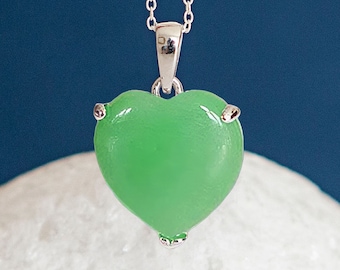 Sterling Silver Jade Heart Necklace