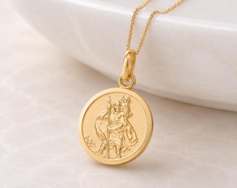 Personalised Gold Plated Sterling Silver St Christopher Pendant Necklace