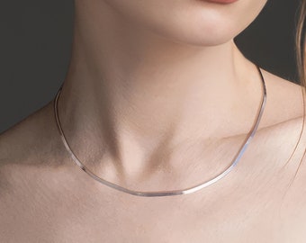 Sterling Silver Triple Herringbone Chain Necklace
