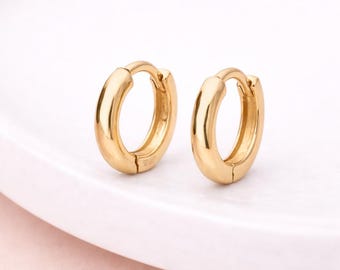 Chunky Gold Plated Sterling Silver Hinged Huggie Hoop Earrings – 20mm