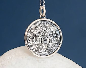 Oxidised Sterling Silver London Skyline Necklace