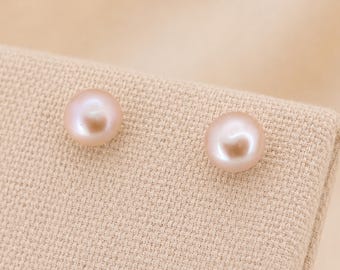 5mm Sterling Silver Pink Pearl Stud Earrings