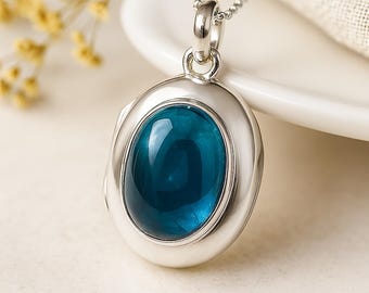 Personalised Sterling Silver London Blue Topaz Locket