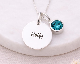 Personalised Sterling Silver December Birthstone Topaz Pendant Necklace