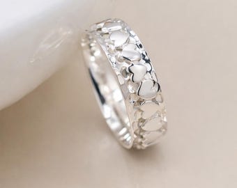 Personalised Sterling Silver Band Of Hearts Spinner Ring