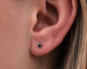 Tiny Sterling Silver Onyx Stud Earrings