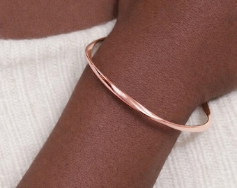 Rose Gold Plated Sterling Silver Soft Twist Bangle Bracelet