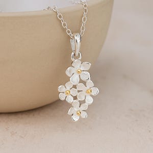 Personalised Sterling Silver Forget Me Not Necklace
