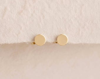 Personalised Tiny Disc Stud Earrings in Gold Plated Sterling Silver