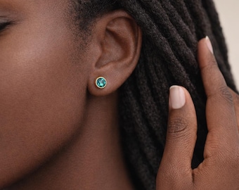 Gold Plated Sterling Silver December Topaz Birthstone Stud Earrings – 7mm