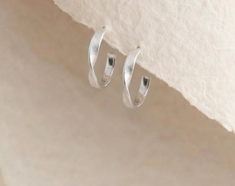 Twisted Open Hoop Earrings in Sterling Silver