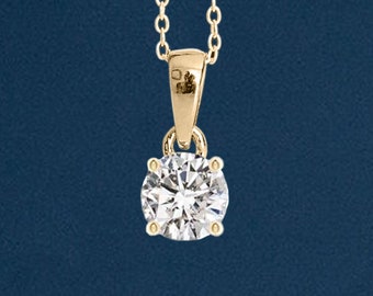 Genuine Diamond CZ Necklace in 9ct Gold, Diamond CZ Birthstone, 10th Wedding Anniversary Gift, April Birthday