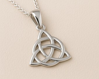 Mens Personalised Sterling Silver Celtic Triquetra Necklace
