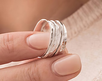 Personalised Wide Sterling Silver Spinner Ring