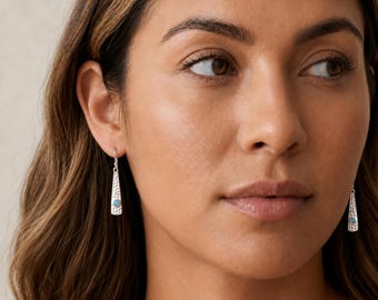Sterling Silver Blue Opal Drop Earrings