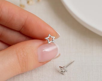 Sterling Silver Star Stud Earrings: Minimalist Celestial Jewellery, 5mm
