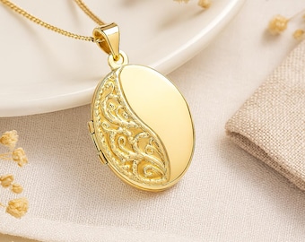 Personalised Solid 9ct Yellow Gold Filigree Milgrain Locket