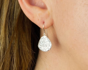 Sterling Silver Fossil Drop Earrings