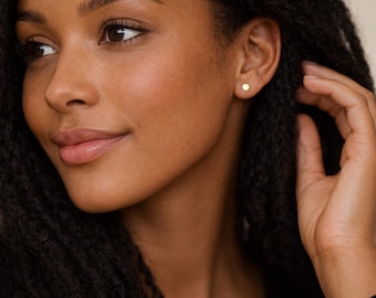 Gold Plated Sterling Silver Disc Micro Stud Earrings – 3mm