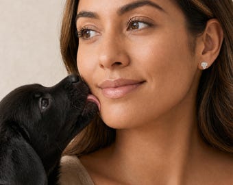 Puppy Dog Stud Earrings in Sterling Silver