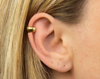 Small Rounded Gold Plated Sterling Silver Ear Cuff